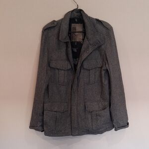 BKE Gray Military Field Coat with Structured Silhouette